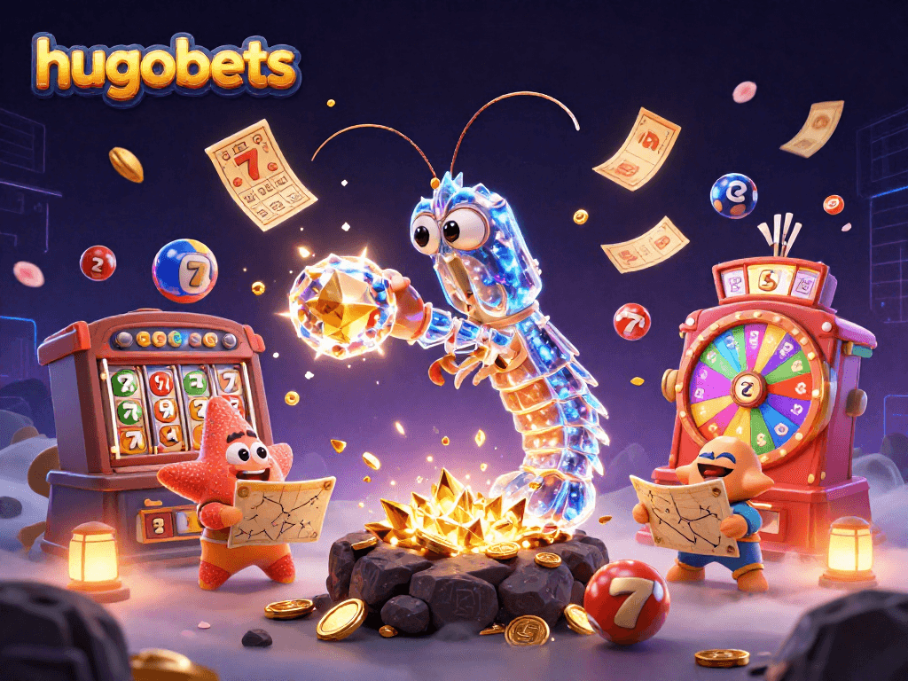 Experience thrilling wins with hugobets as a galactic samurai and starfish navigate a vibrant casino landscape.