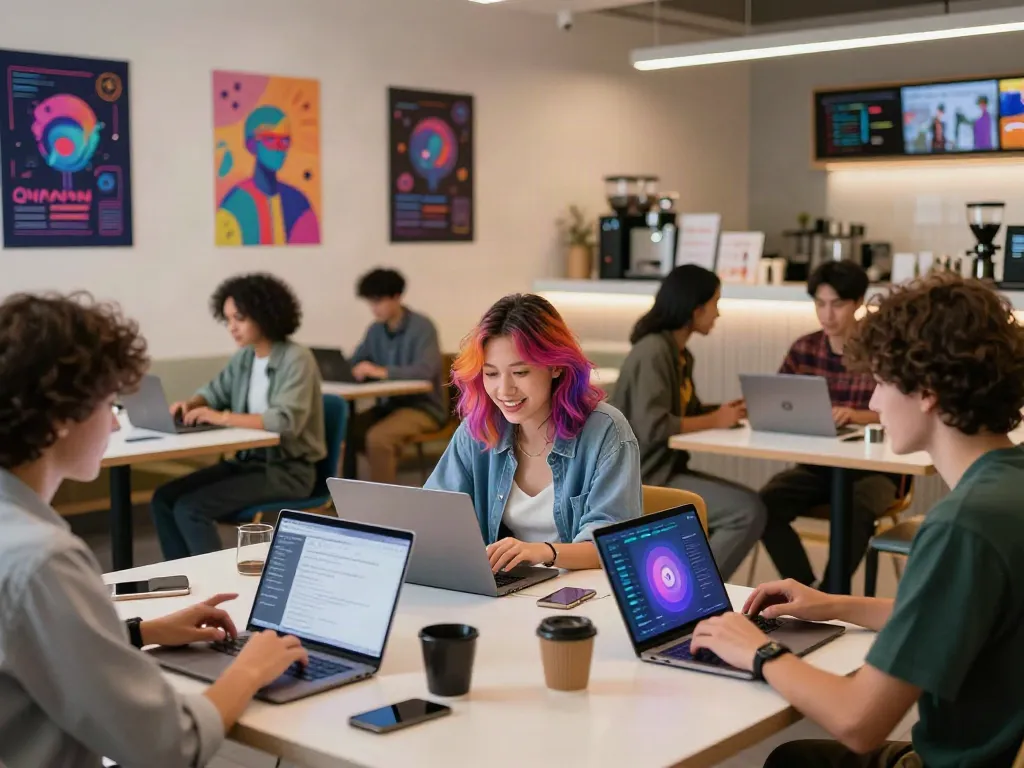 Engaging users in lively conversations with AI companions in a vibrant workspace, showcasing free ai slut interactions.