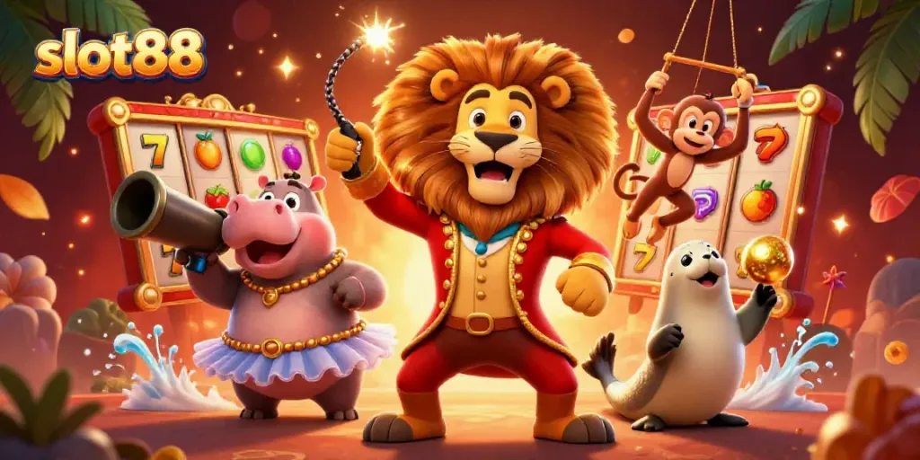 Experience the excitement of slot88 with vibrant characters, stunning jackpots, and colorful casino symbols.
