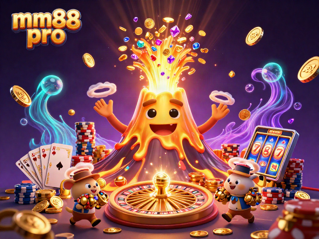 Spin to win with mm88 pro in this vibrant casino-themed 3D illustration
