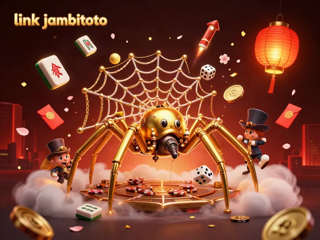 Catch winning combinations with link jambitoto in this vibrant steampunk casino illustration.
